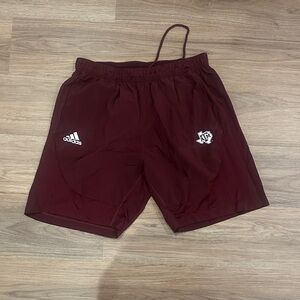 adidas Maroon Athletic Shorts with Team Patch